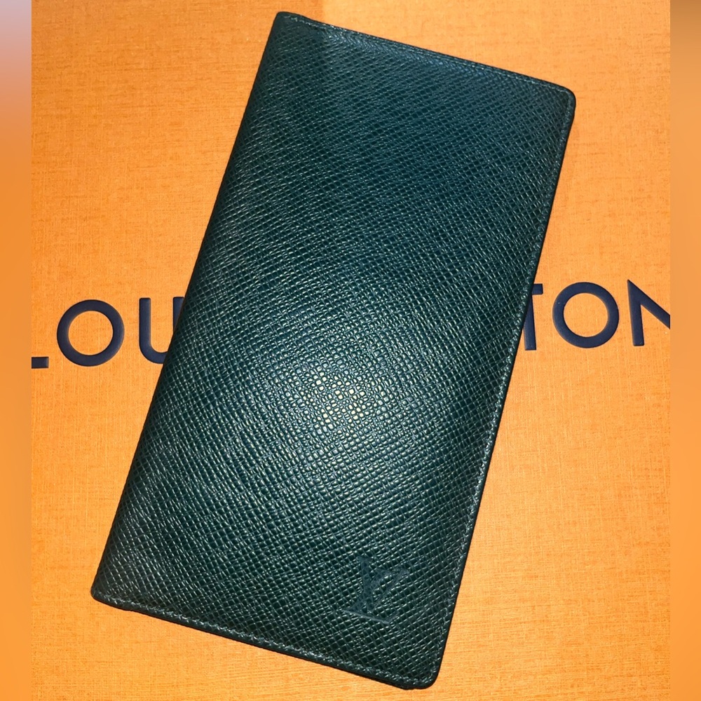 Louis Vuitton Dark Green Leather Long Wallet